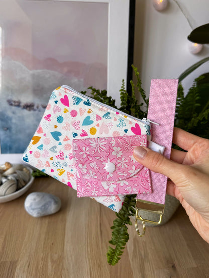 Light Pink With Yellow Dots Keychain Wristlet - Ana Woods
