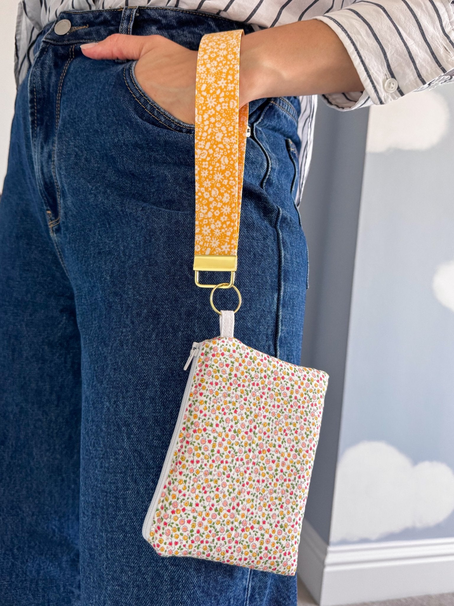 Lime Green Chevron Keychain Wallet - Ana Woods
