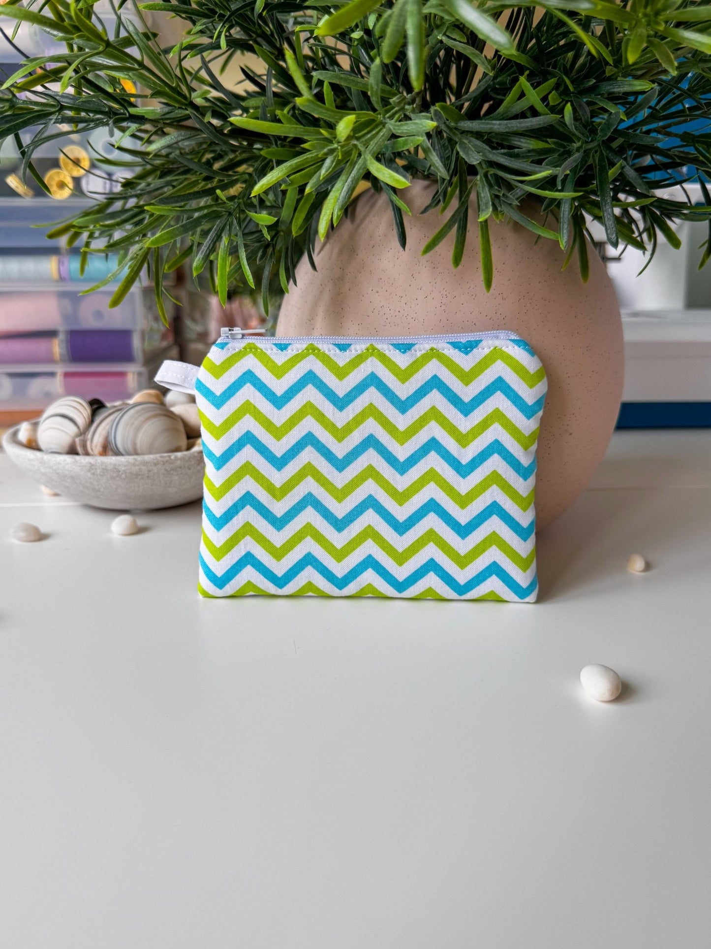 Lime Green Chevron Keychain Wallet - Ana Woods