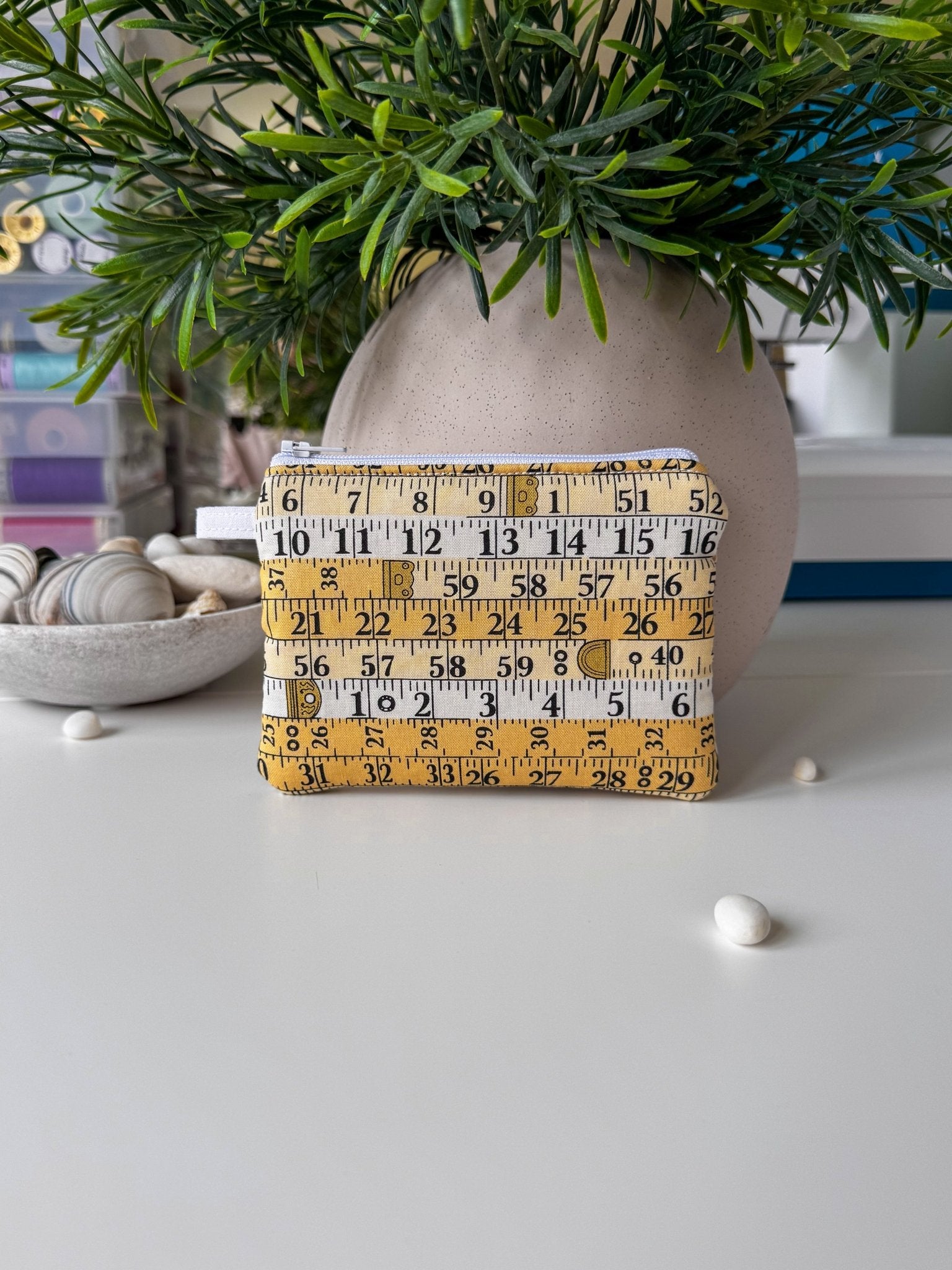 Measuring Tape Yellow Keychain Wallet - Ana Woods