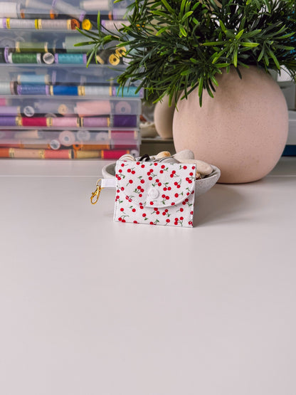 Mini Clip Case Cherries on White - Ana Woods