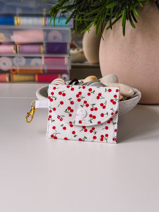 Mini Clip Case Cherries on White - Ana Woods