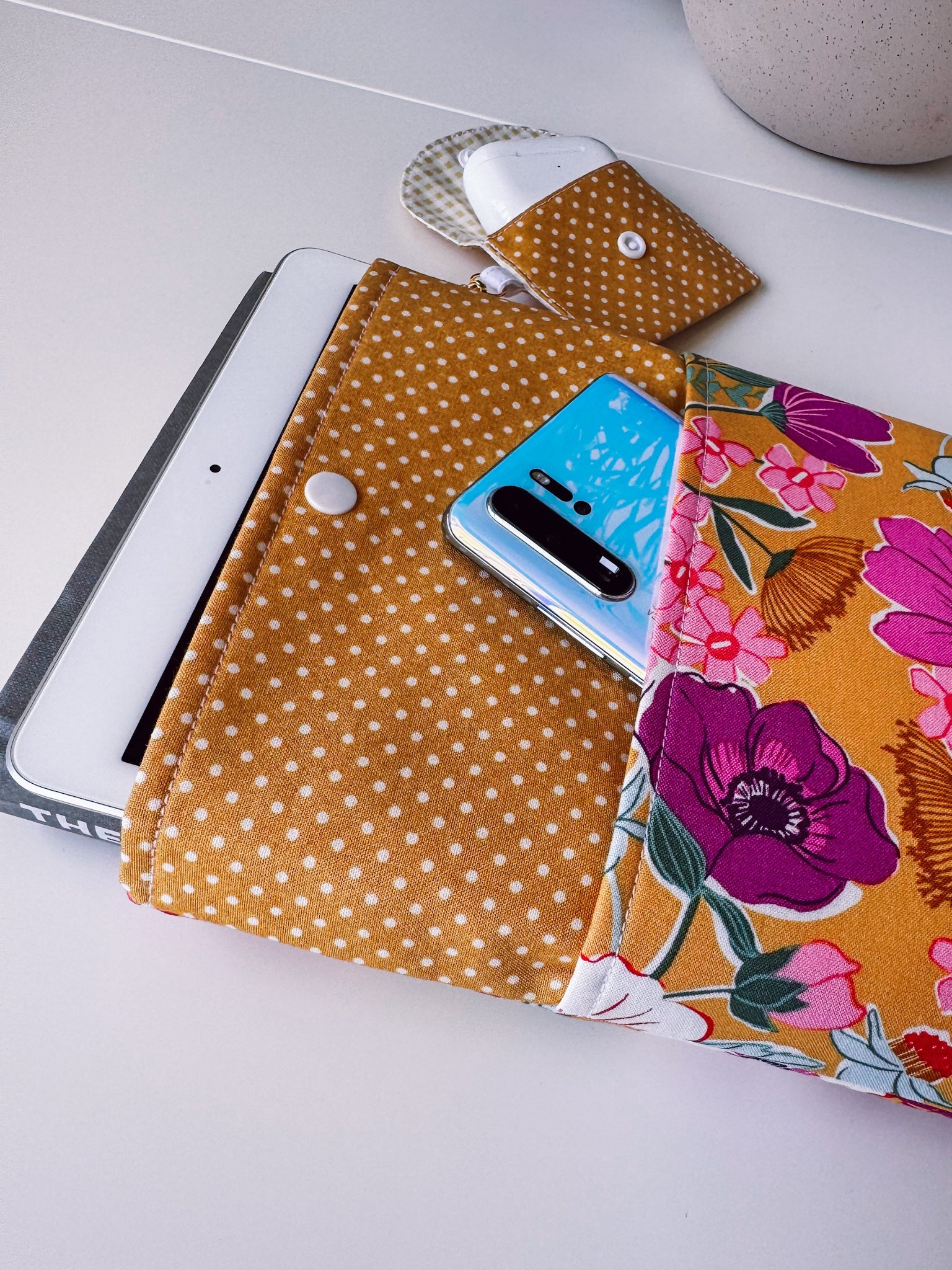 Mustard Flowers Book & Gadget Sleeve - Ana Woods