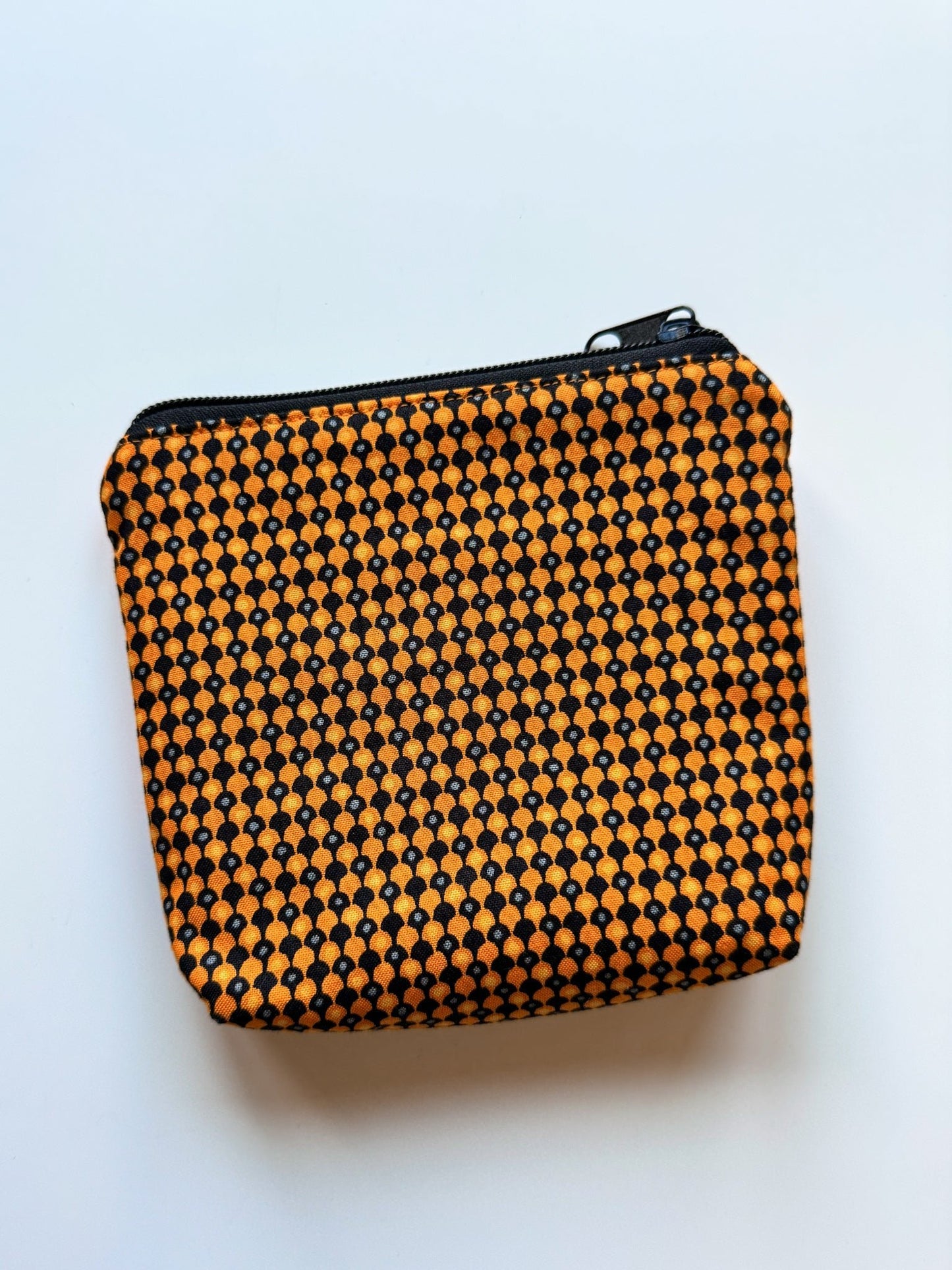 Orange Patchwork Zip Pouch – 13x15x3 cm - Ana Woods