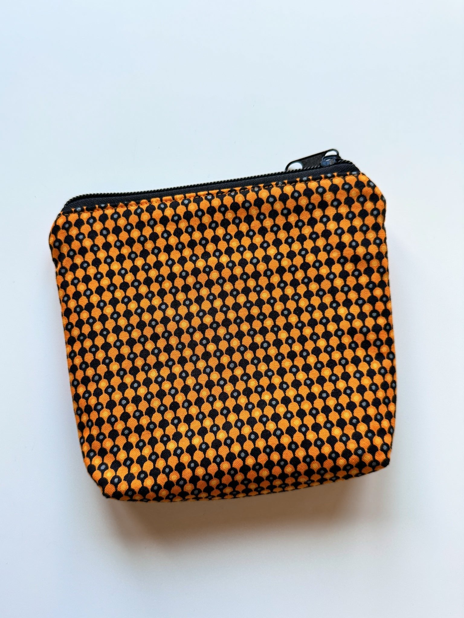 Orange Patchwork Zip Pouch – 13x15x3 cm - Ana Woods