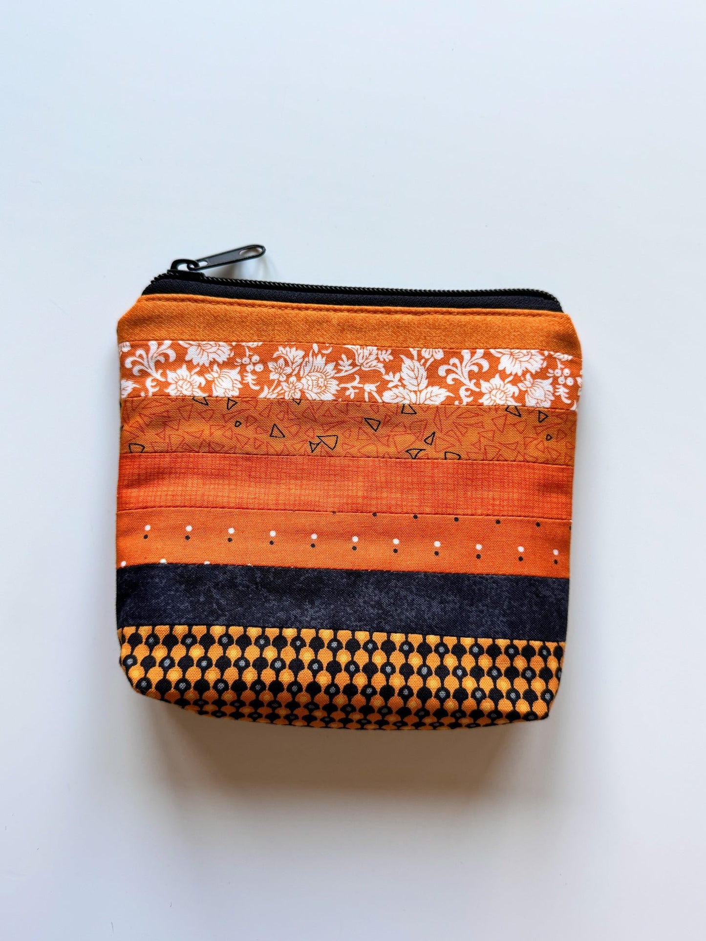 Orange Patchwork Zip Pouch – 13x15x3 cm - Ana Woods