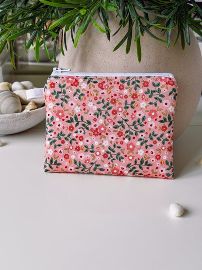 Peachy Flower Field Keychain Wallet - Ana Woods