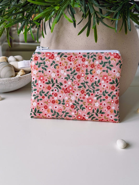 Peachy Flower Field Keychain Wallet - Ana Woods