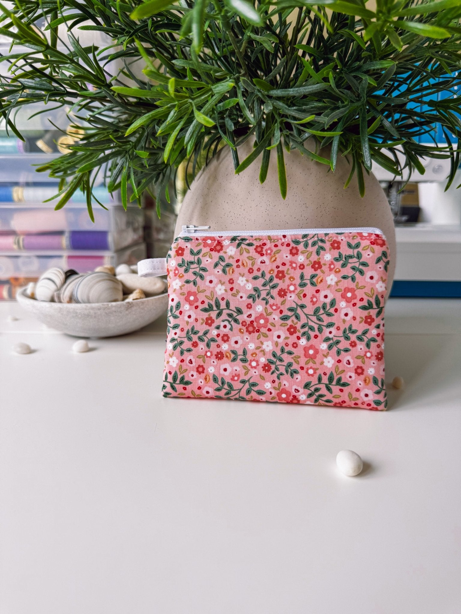 Peachy Flower Field Keychain Wallet - Ana Woods