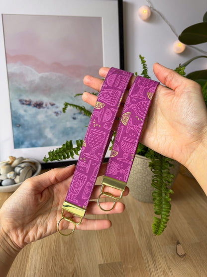 Pink Gin Glasses Keychain Wristlets - Ana Woods
