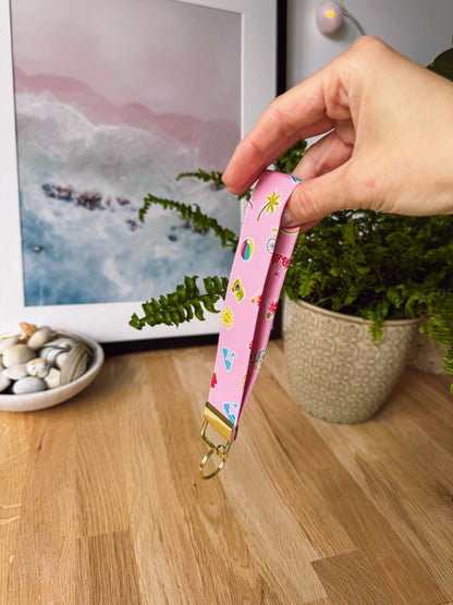 Pink Summer Print Keychain Wristlet - Ana Woods