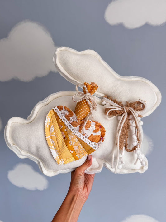 🐰 Poppy – Fleece Bunny Cushion with Carrot - Ana Woods
