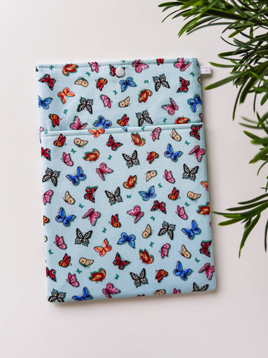 Soft Teal Butterflies Book & Gadget Sleeve - Ana Woods