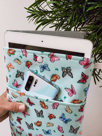 Soft Teal Butterflies Book & Gadget Sleeve - Ana Woods