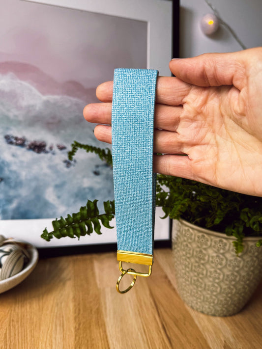 Textured Blue Keychain Wristlet - Ana Woods