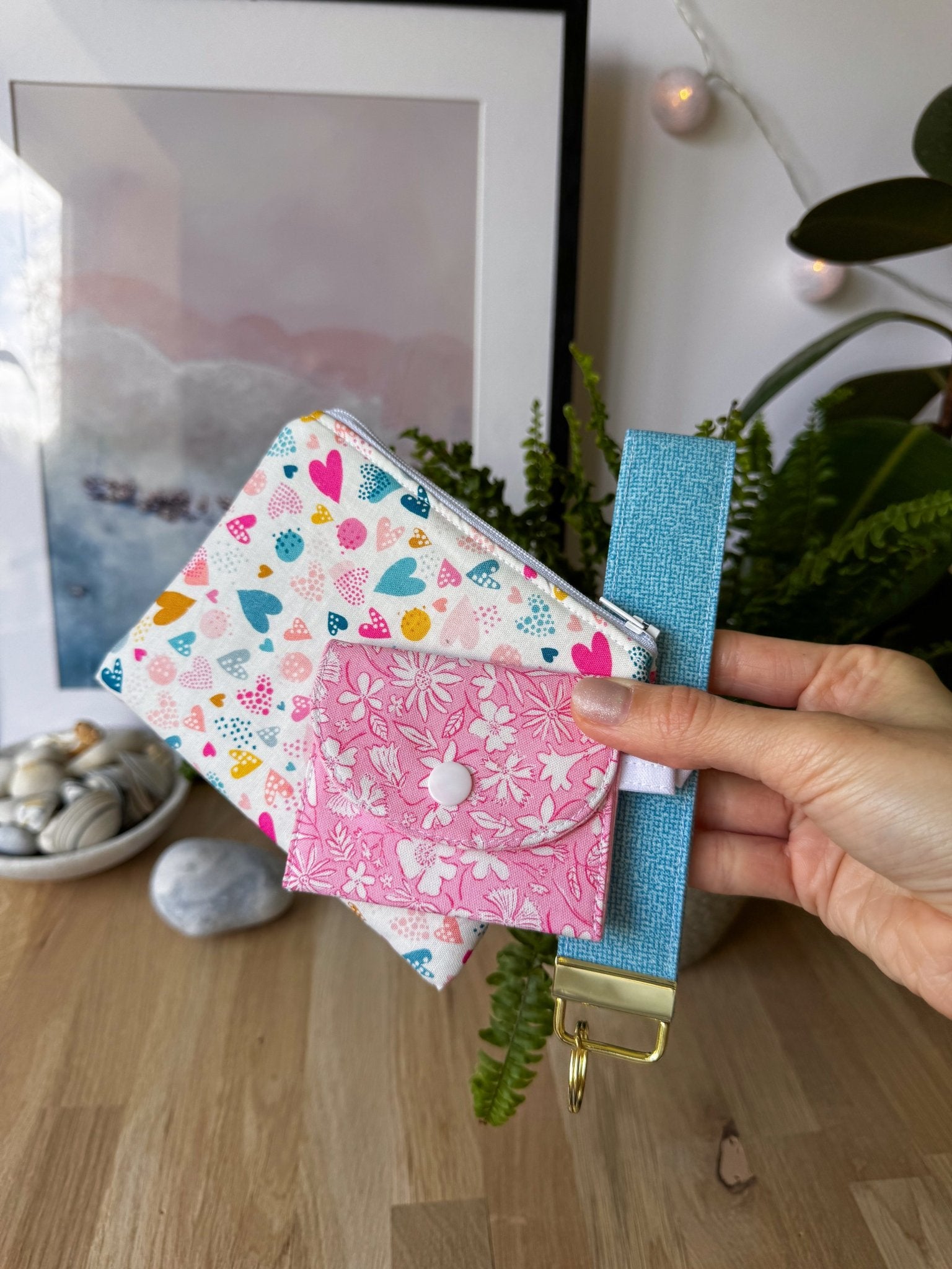 Textured Blue Keychain Wristlet - Ana Woods