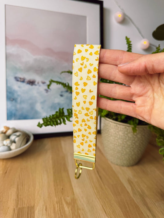 Yellow Hearts Keychain Wristlet - Ana Woods
