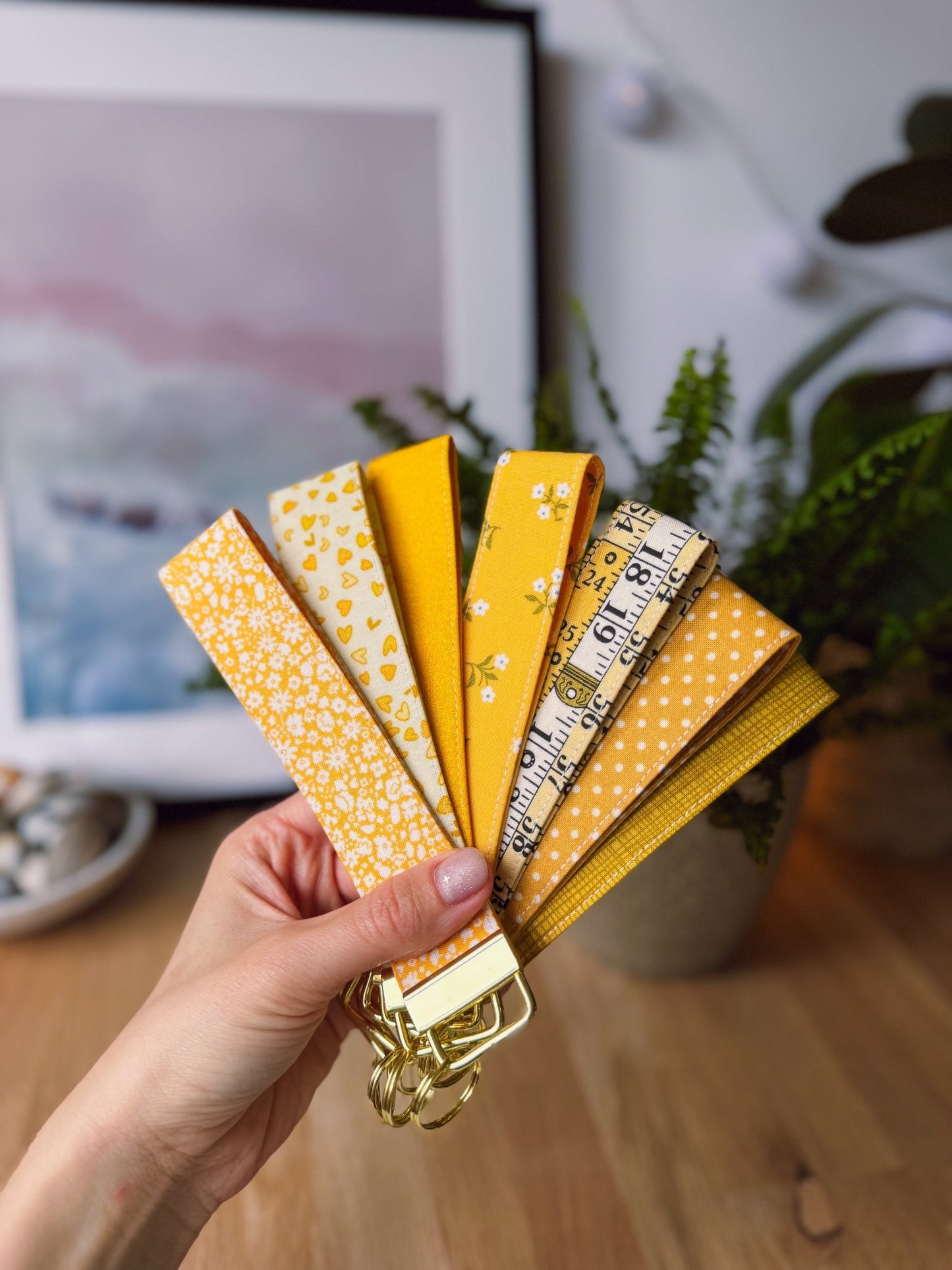 Yellow Hearts Keychain Wristlet - Ana Woods