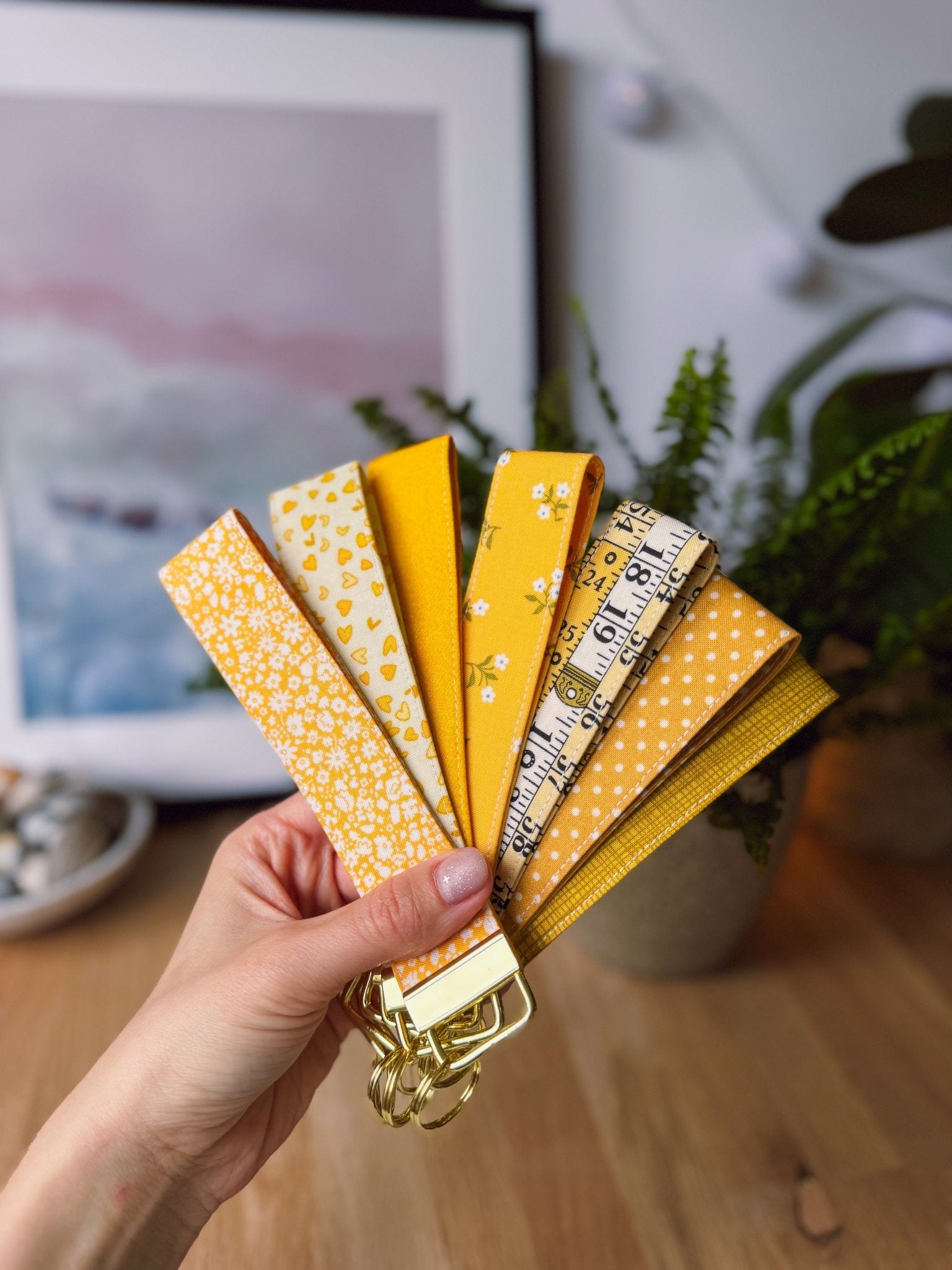 Yellow Hearts Keychain Wristlet - Ana Woods